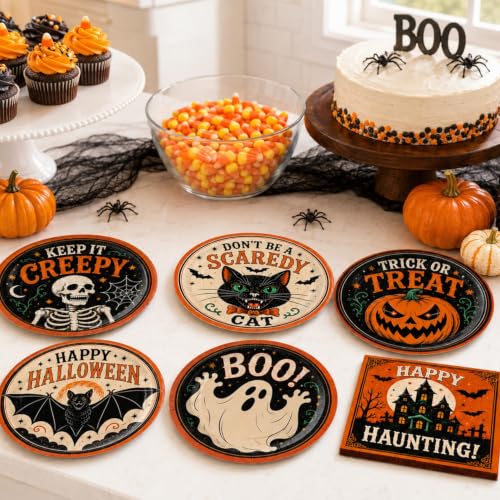 Halloween Party Supplies Set - Vintage Halloween Plates & Napkins - Halloween