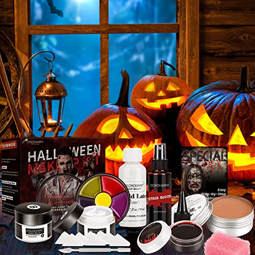 Halloween SFX Makeup Kit for Special Effects Stage & Body Art - 3 Creation Methods