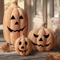 Medium Handmade Terracotta Jack-O'-Lantern Pumpkin Halloween Decor - 11"