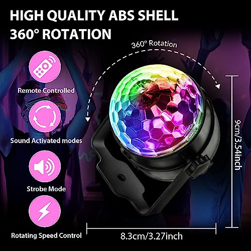 NEQUARE Disco Ball Party Lights 7 Modes Sound Activated with Remote Control 1 Pack