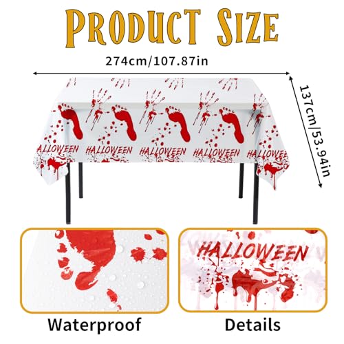 Halloween Zombie Blood Handprint Disposable Tablecloth 54x108 Inch