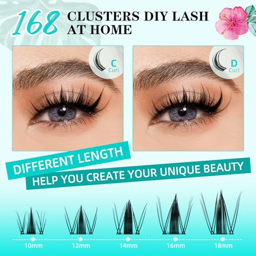 Autumn Leaves 168pcs C Curl Manga Anime Lash Clusters 10-18mm - Light & Soft, Reusable