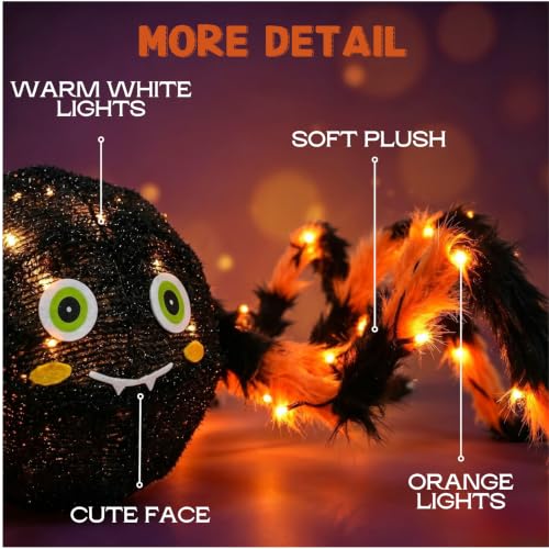 Halloween Spider with Lights 54 Inch Outdoor Indoor Decor for Porch & Garden