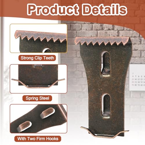 Heavy-Duty Brick Wall Clips Set - No Drilling Required, Rust-Resistant, Red Bronze Finish