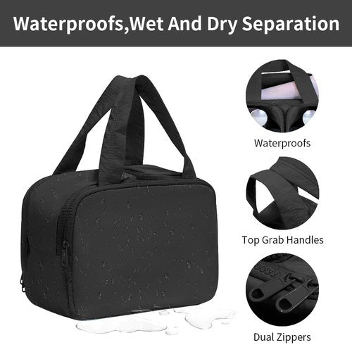 Puffer Travel Toiletry Bag – Large Capacity 11.8”L Makeup Organizer, 4 Compartments, Waterproof Wet/Dry Separation, Ultra-Light Taslan Fabric – Ideal for Business Trips, Gym, Family Vacation, Camping
