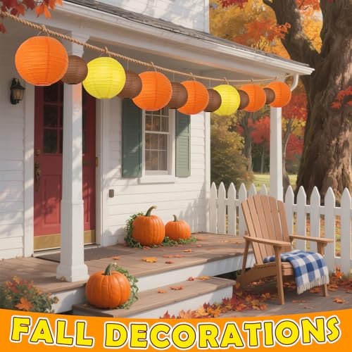 16 Pack Orange Paper Lanterns for Fall Halloween Party Decorations