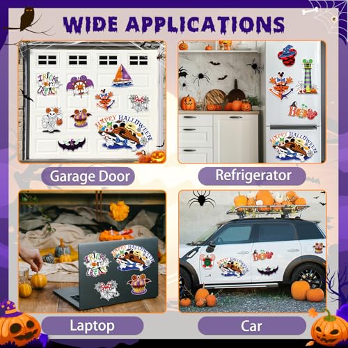 Halloween Cruise Door Magnets Set - 16 Decorative Magnetic Stickers for Refrigerator, Car & Carnival Ship