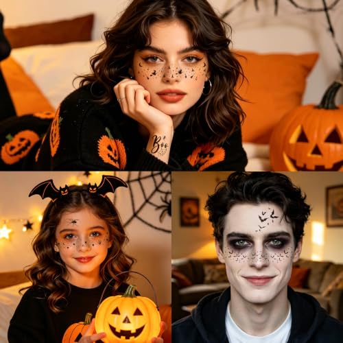 Halloween Face Stickers Black - 28 Sheets Kids & Adults Spooky Makeup Accessories