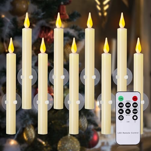 9 Pack Flameless Christmas Window Candles with Remote Timer & Magnetic Base