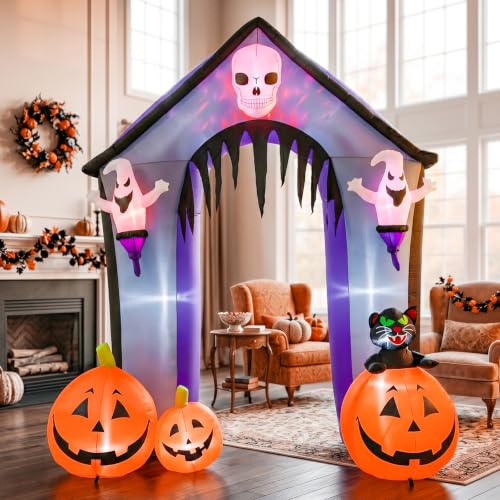 Halloween Pumpkin Arch Inflatable Decoration - 9FT Large Outdoor Festive Decor - Variation: Pumpkin Arch