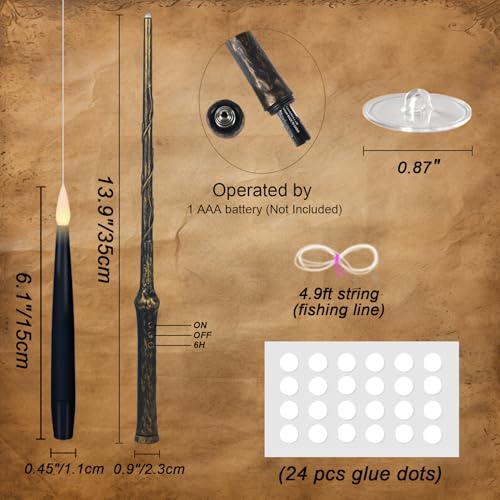 Halloween Floating Candles Set - Black Flameless Wand Decor 22pcs - Variation: 22-Black Floating