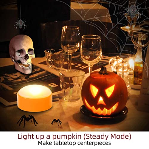 Orange Pumpkin LED Lights with Remote - 8 PCS Halloween Jack-O-Lantern Decor