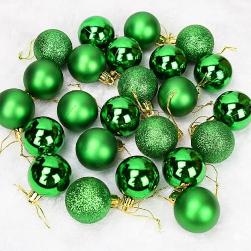 Green Shatterproof Christmas Ornaments Set - 24pcs 4cm Holiday Decor