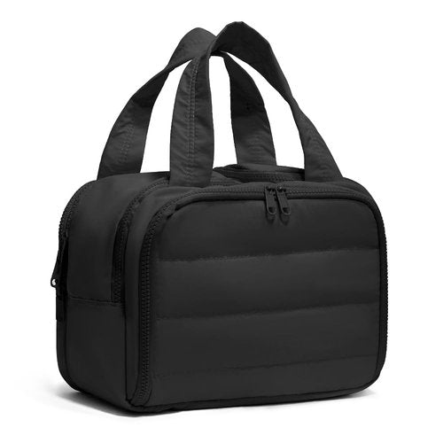 Puffer Travel Toiletry Bag – Large Capacity 11.8”L Makeup Organizer, 4 Compartments, Waterproof Wet/Dry Separation, Ultra-Light Taslan Fabric – Ideal for Business Trips, Gym, Family Vacation, Camping