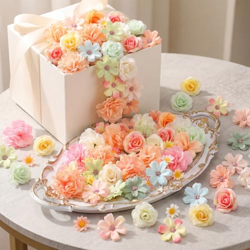 Mini Artificial Flowers Heads Set - Pastel Color & Elegant Style - 120 Pcs