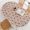 Fall Fitted Tablecloth for 64x44 Inch Oval Table - Brown Leaf Football Design - Caramel Variation
