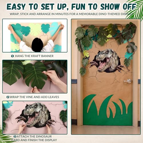 Dinosaur Door Cover Banner Set for Party & Classroom Decoration