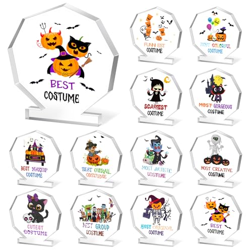 Halloween Acrylic Trophy Set - 12 Awards for Costume Contest - Kids & Adults - Geelin Variation