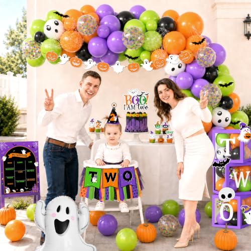 Halloween 2nd Birthday Party Decorations Kit with Balloons & Banner - Boo I’m Two