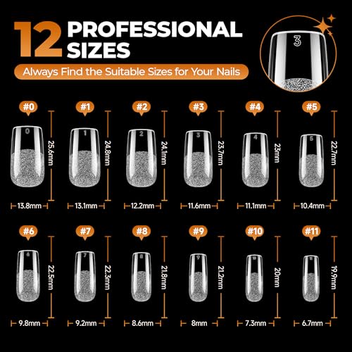 UNA GELLA Medium Square Gel Nail Tips Kit - 120Pcs Nail Tips with Glue & UV/LED Lamp