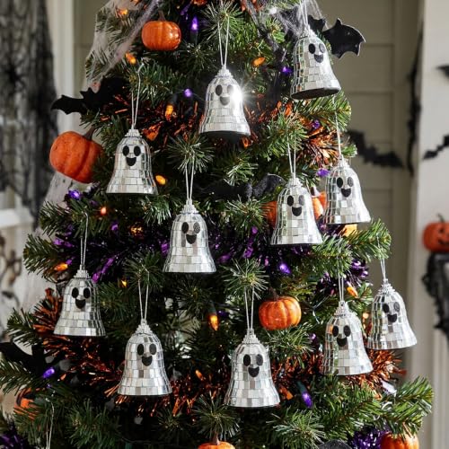 Halloween Disco Ghosts Decor - 16 Reflective Mirror Ornaments for Party & Home