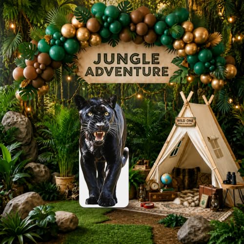 Black Jaguar Cardboard Cutout Standee - Large Jungle Safari Animal Photo Booth Prop
