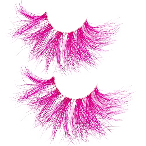 Pink 25mm 3D Mink Fake Eyelashes - Dramatic Wispy False Lashes for Halloween & Cosplay