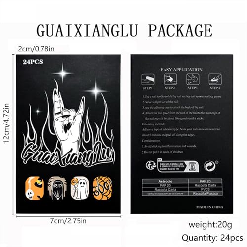 Halloween Press On Nails Short Square Fake Nails with Pumpkin Ghost Spider Web Design - Nails-261 - 24 Pcs