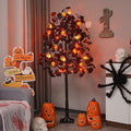 5FT Halloween Lighted Tree with Skull & Skeleton Decor, Dimmer & Timer