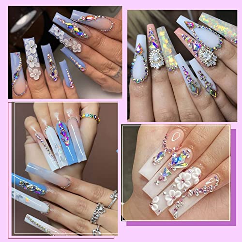 12 Styles Rhinestones Nail Gems Set with AB Crystals & Tools - DIY Nail Art
