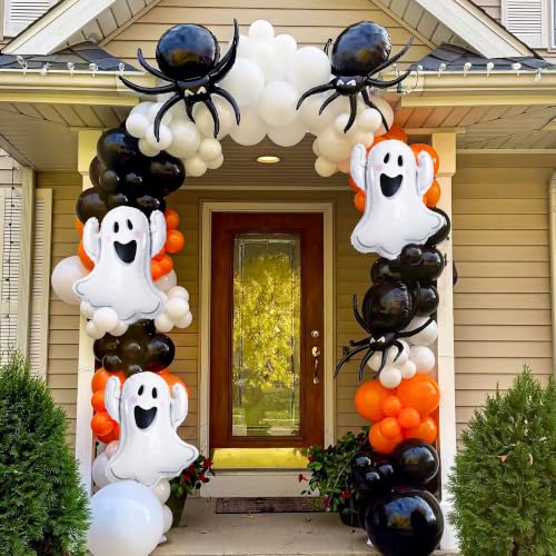Halloween Balloons Set - 6 Large Ghost & Spider Foil Decorations for Parties