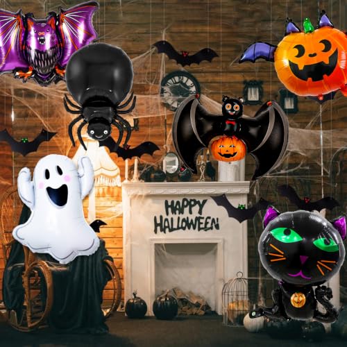 Halloween Balloons Set with Spider Ghost Pumpkin Bat and Cat Decorations