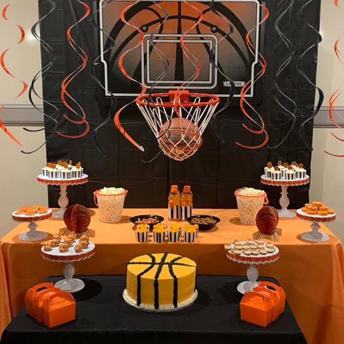 Halloween Birthday Hanging Swirl Decorations Set - Black and Orange, 20 Pieces