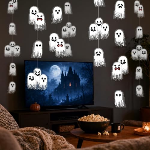 Halloween Ghost Garland Pixel Cute Boo Decorations Ghost Party Banner - Variation of Ghost