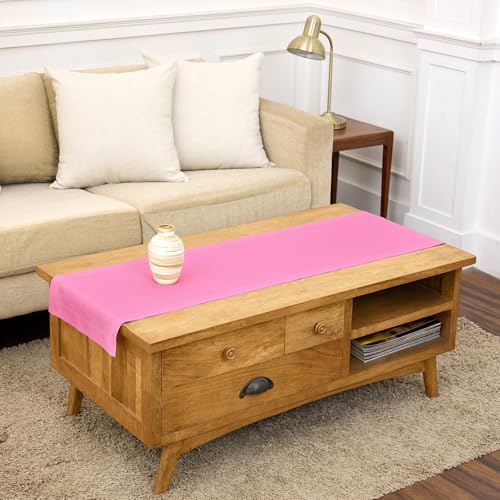 Flamingo Pink Linen Table Runner 14 x 60 Inches - Handcrafted European Flax