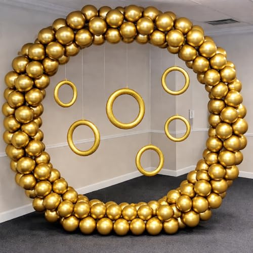 Gold Ring Party Decorations Set - 6 Glitter Foam Circles for Birthday Baby Shower Wedding - Variation 6