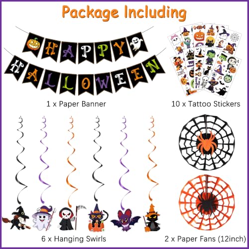 Halloween Party Decorations Bundle with Banners Balloons & Web