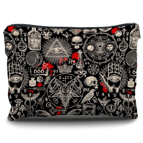 Gothic Black Makeup Bag - Small Cosmetic Organizer for Women, Halloween Gift