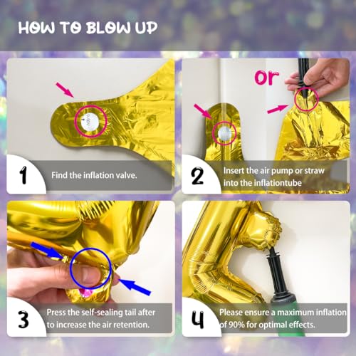 4pcs 26-Inch Magenta Explosion Star Foil Balloons Birthday Party Decor