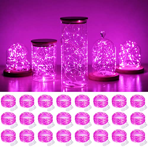 Pink Fairy String Lights 24 Pack 20 LED 7.2ft Copper Wire for Wedding Party Decor