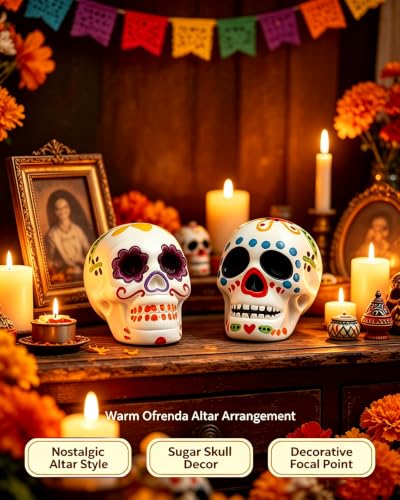 Day of the Dead Sugar Skull Mini Figures for Altars - 12 Pack