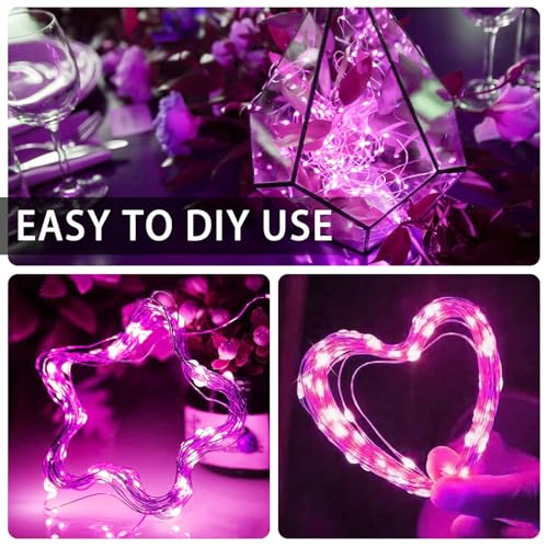 Pink Fairy Lights Battery Operated 50 Pack 7ft 20 LED String for Valentine's Easter Christmas