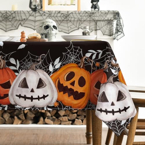 Halloween Tablecloth 60 x 140 Inch Rectangular Black and Orange