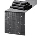 MoKoHouse 10 Pack Black Glitter Disco Table Runners - 13x72 Inches