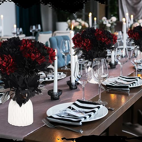 Artificial Dahlia Flowers Set 30 Pcs Gothic Black and Burgundy Decor