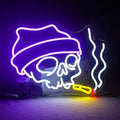 LED Skull Neon Sign B-Skull Halloween Wall Decor with Adjustable Brightness