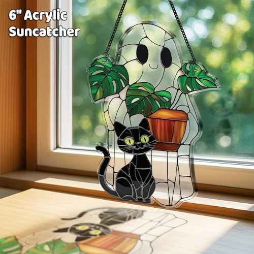 Halloween Ghost & Black Cat Suncatchers Set - Boo Variation