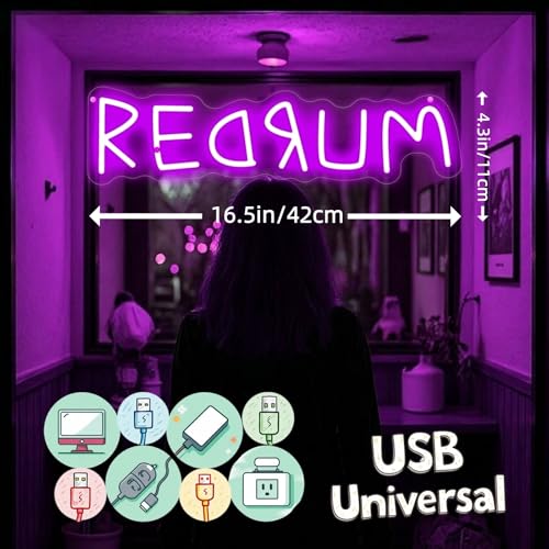 Redrum Neon Sign Gothic Wall Decor Game Room Purple 16.5x4.3 Inches - Variation of THIS listing