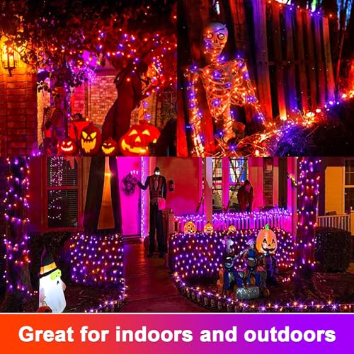Orange and Purple Battery Operated Halloween String Lights 34.1FT 100 LEDs Waterproof Xmas Decor
