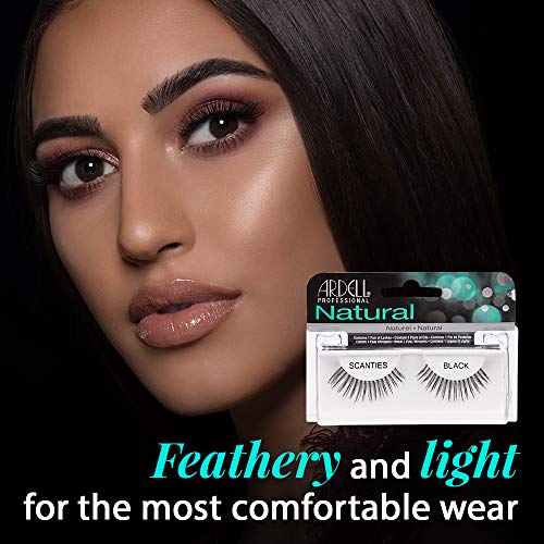 False Eyelashes Natural Lashes Scanties Black Lightweight Reusable 4 Pack - Effortless Natural Look